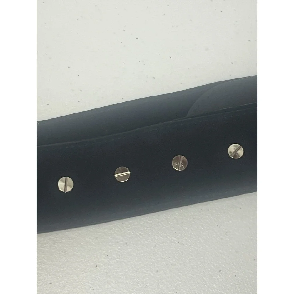 Vintage Womens Black Suede Felt Wide Belt Silver Hardware XXS Small